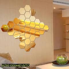 Golden acrylic hexagonal wall decor 6pcs