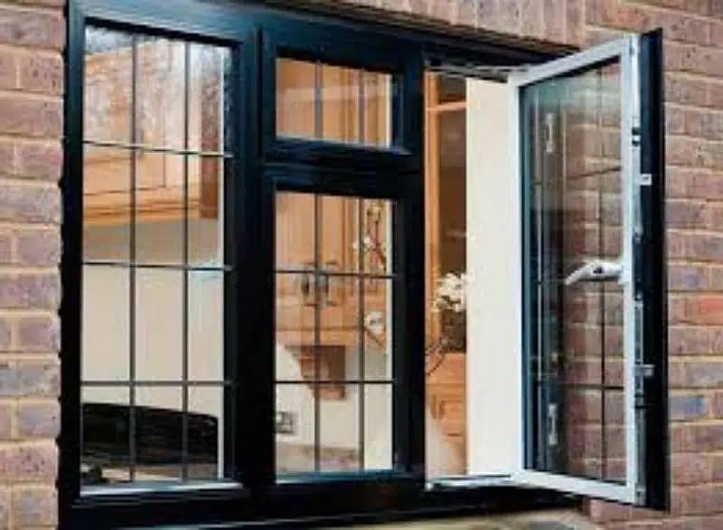 aluminium & upvc window single glaze openable door 12mm glasspartition 6