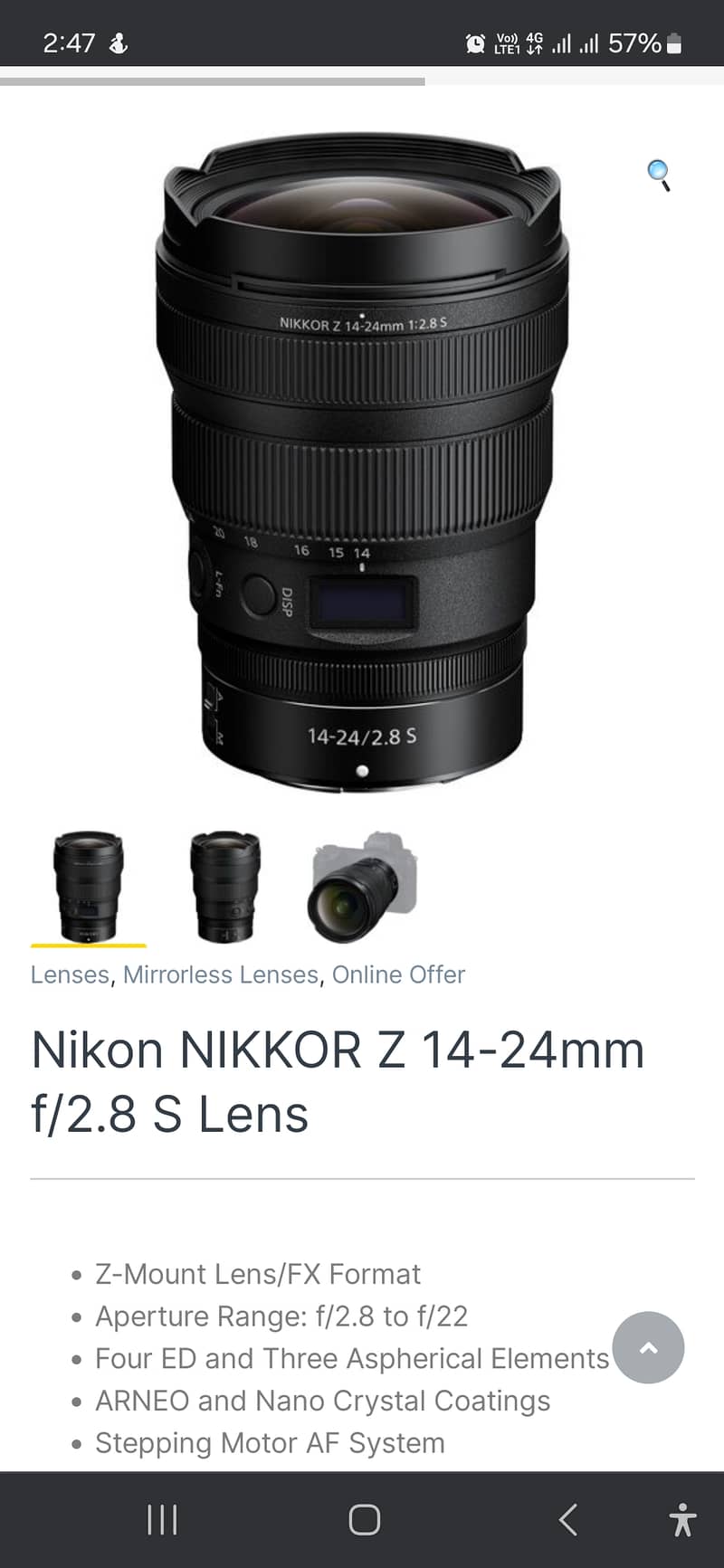 Nikon Camera Lens for Sale - Nikkor  AF-S 14-24 1