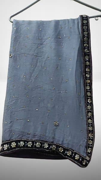 embroideries waleema maxi pur chiffon with dobatta and trouser. 1