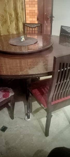 Dining table ply wood with 5 chairs, small rotatable table 4