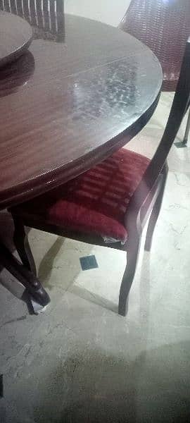 Dining table ply wood with 5 chairs, small rotatable table 5