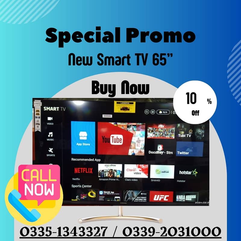 BIG SCREEN BIG SALE 65 INCH SMART LED TV 4K UHD WITH WIFI 0