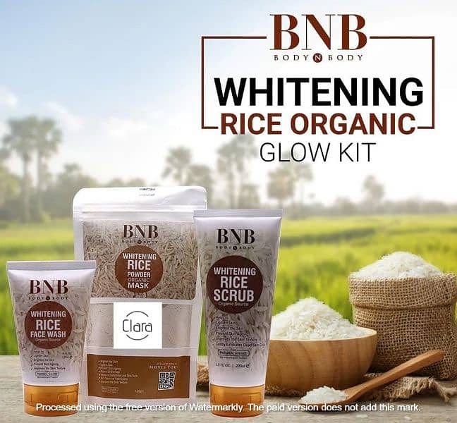 BNB Rice Facial Kit Face Wash Glow Organic Brightening Glow 3 in 1 1