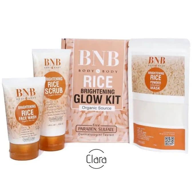BNB Rice Facial Kit Face Wash Glow Organic Brightening Glow 3 in 1 2