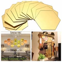 Golden Acrylic Hexagon Wall Decor - 6pcs - Large