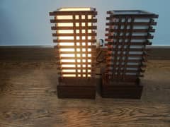 wooden Lamp pair 0