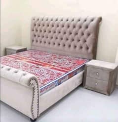 bed, complete bedset, poshish bed, wooden bed, smart bed
