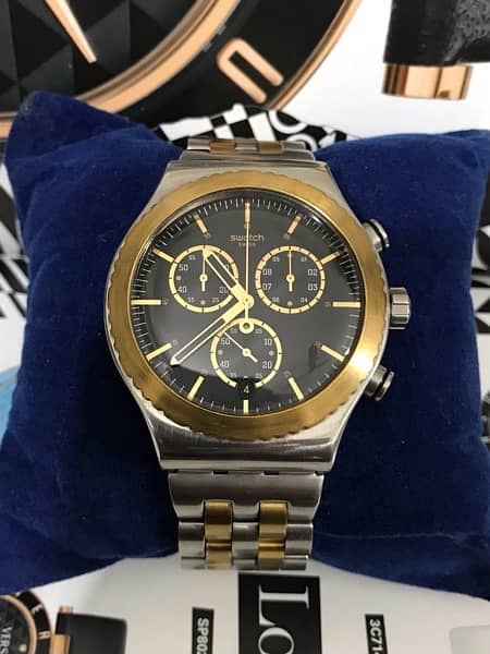 SWATCH-SWISS MADE-ROLEX STYLE-TWO TONE GOLD PLATED WATCH-RADO-OMEGA 0