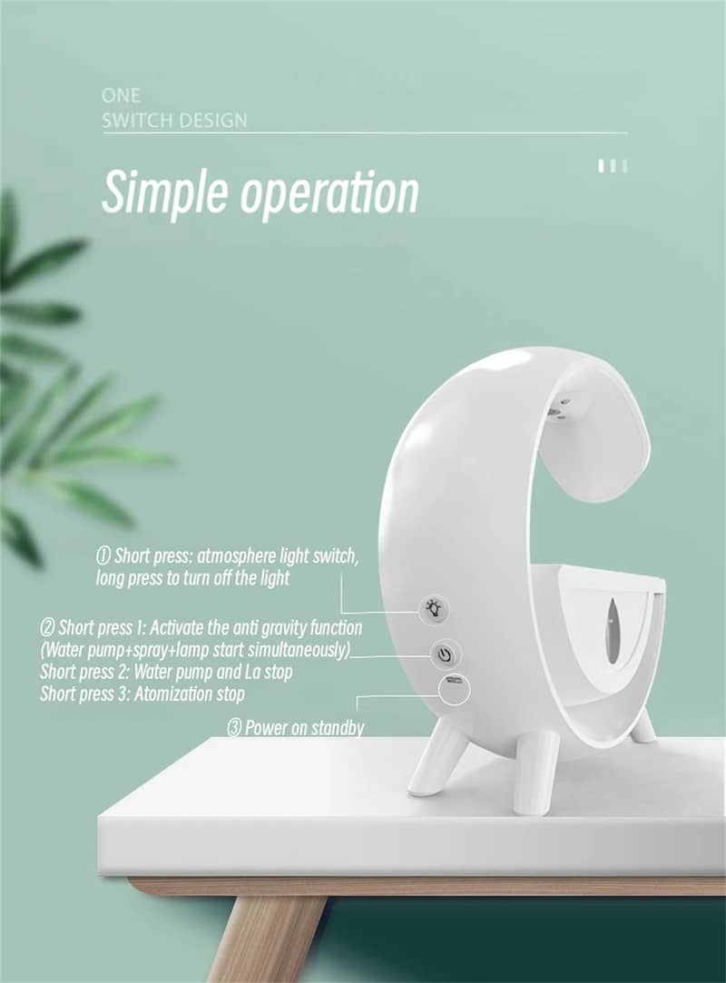 G Lamp Air Humidifier for Room - Air Diffuser with LED Night Lamp 2