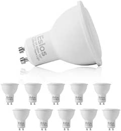 Eslas GU10 6W LED Bulbs, Warm White, 3000K, 600lm, 60W (Pack of 10) 0