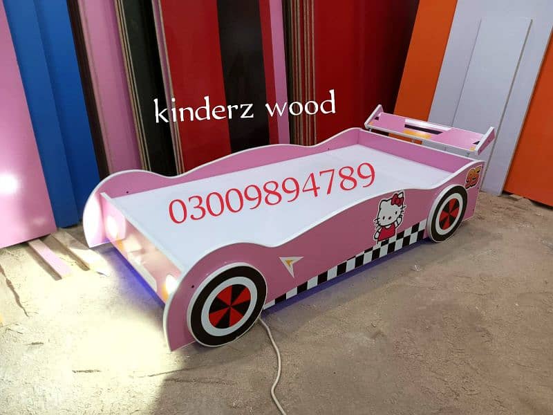 Kids car bed with front and floor LED lights 1