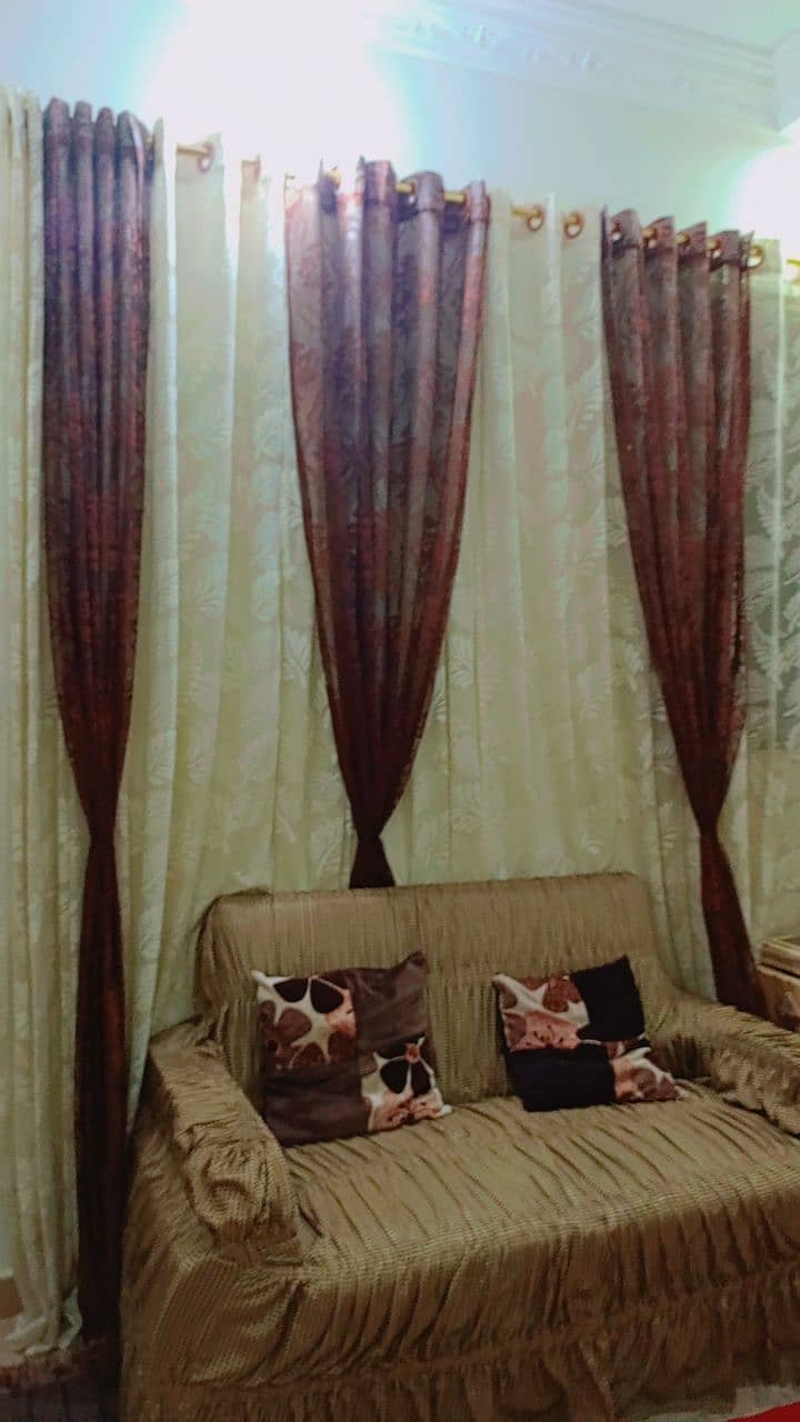 Curtains: off white and dark brown 3