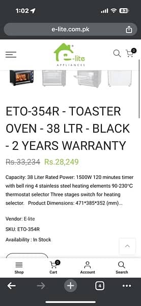 e-Lite Appliances ETO-354R - TOASTER OVEN - 38 LTR - BLACK 5