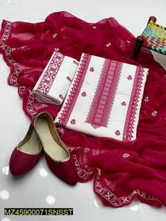 fabric : lawn  *Product Name*: 3 Pcs Women's Unstitched 0