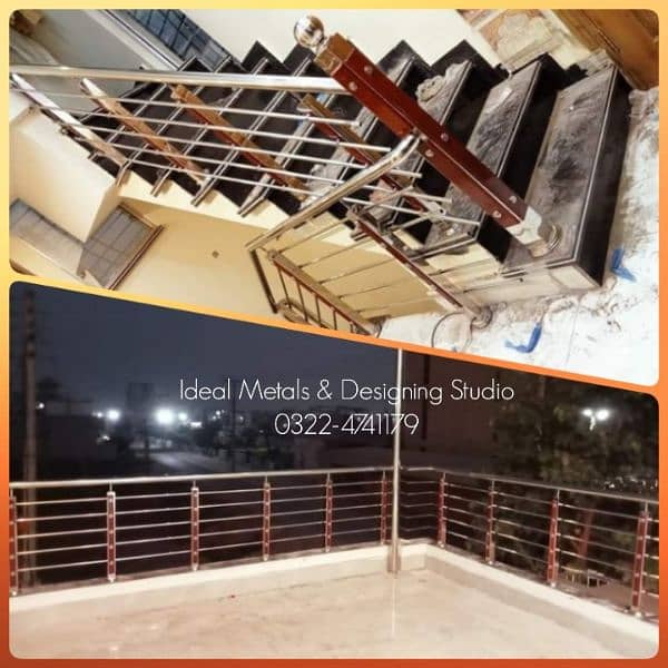 Steel, Glass railing, Grill, Frame, Stairs, Terrace, Stainless Steel 2