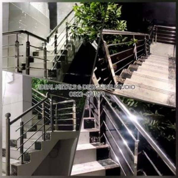 Steel, Glass railing, Grill, Frame, Stairs, Terrace, Stainless Steel 9