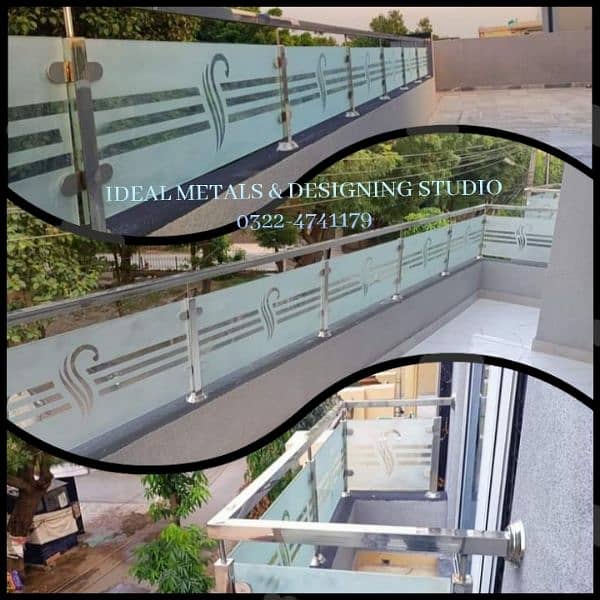 Steel, Glass railing, Grill, Frame, Stairs, Terrace, Stainless Steel 11