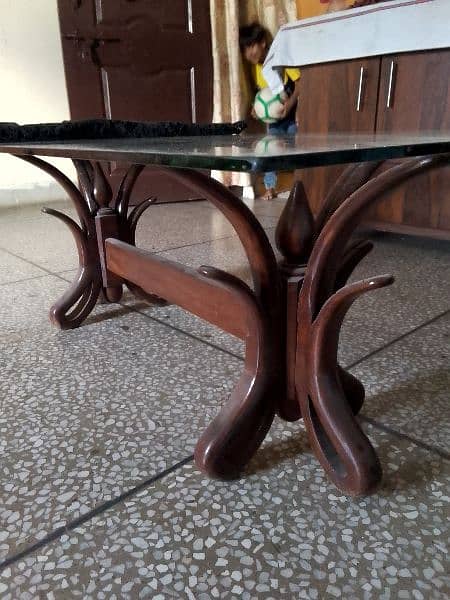 3 peace of tables pure shesham wood flower antique design 0