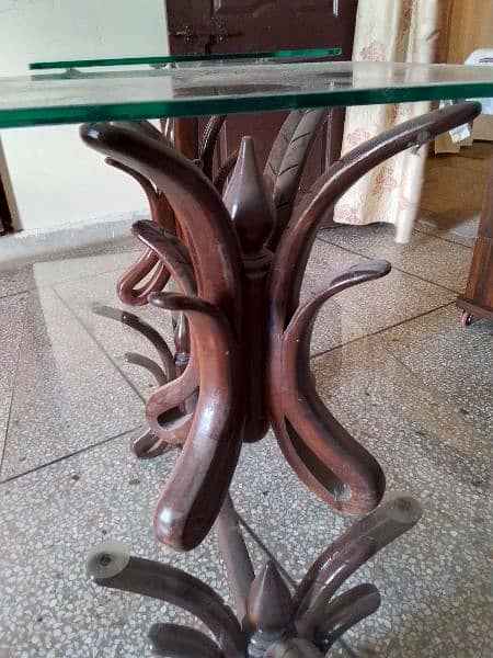 3 peace of tables pure shesham wood flower antique design 5