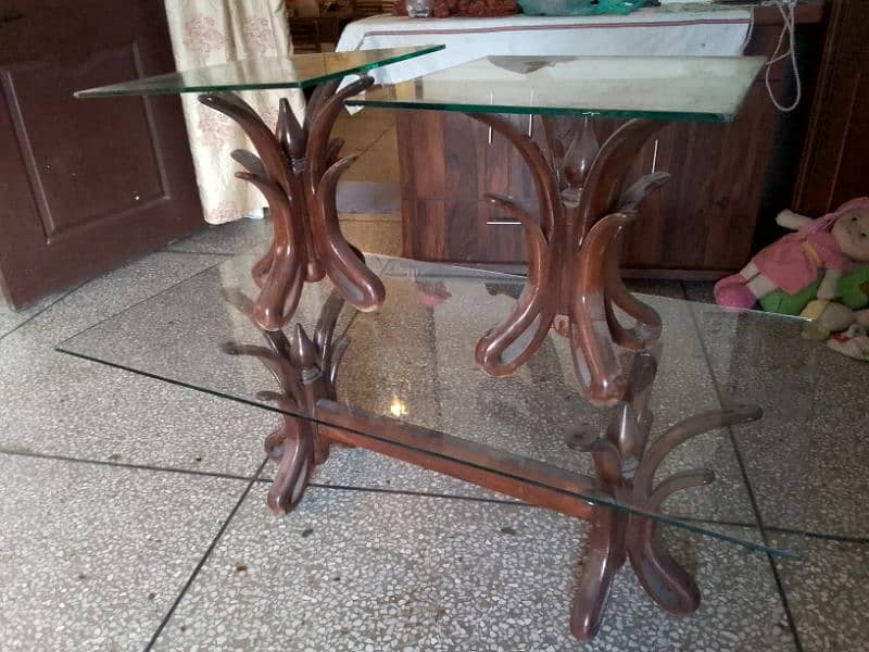 3 peace of tables pure shesham wood flower antique design 6