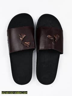 Black camel tassel slide slipper for men brown