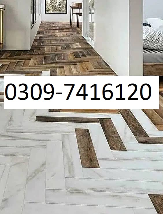 PVC Vinyl Floor, Wooden floor, Carpet tiles, wallpapers in Lahore 11