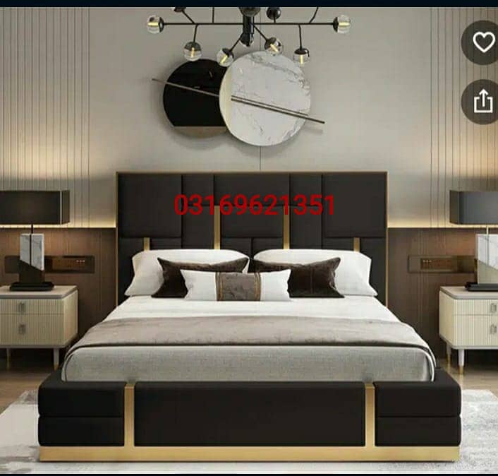 bed / bed set / poshish bed / double bed / bed /side tables / king bed 1