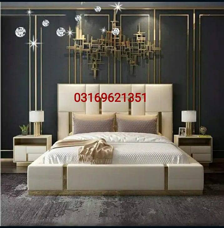 bed / bed set / poshish bed / double bed / bed /side tables / king bed 2