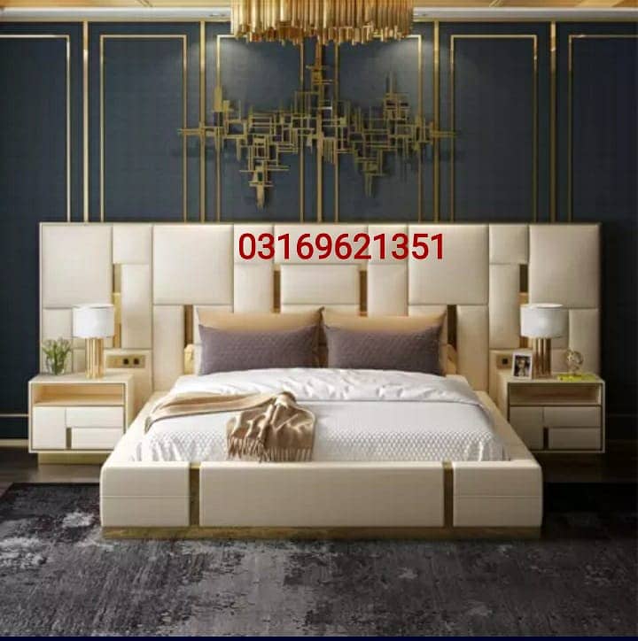 bed / bed set / poshish bed / double bed / bed /side tables / king bed 3