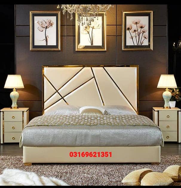 bed / bed set / poshish bed / double bed / bed /side tables / king bed 5