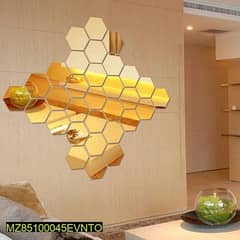 Golden acrylic hexagon wall decor 0