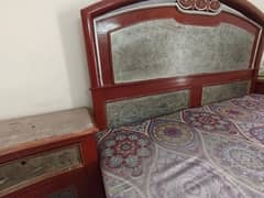 Wooden Bed Set with side tables 0
