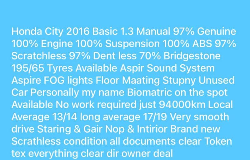Honda city 2016 basic 1.3 manual 97%genuine 8