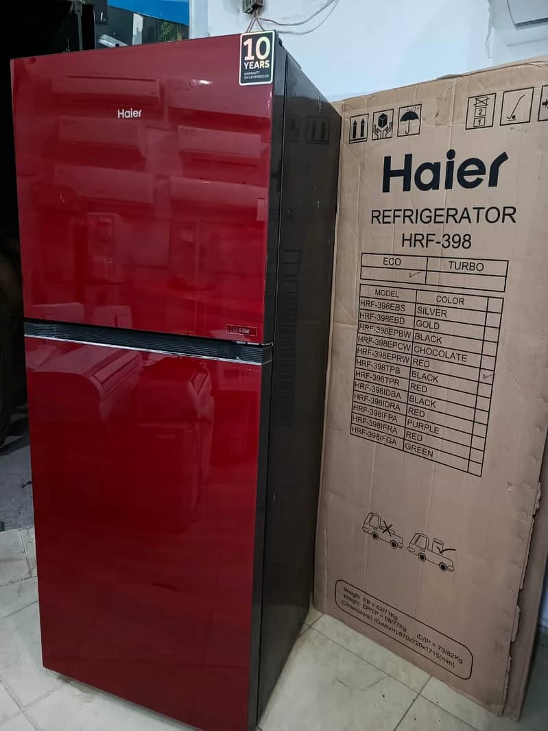 Haier fridge large sizee with warranty RED(0306=4462/443) sopperr Sett 4