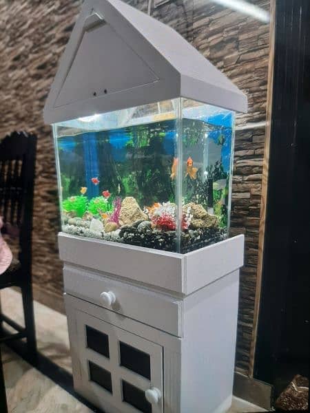 Aquarium for sale with 8 fishes and all setup 0
