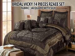 14 pcs jacquard double bed bridal set