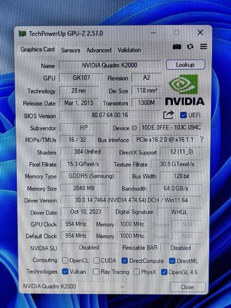 Nvidia Quadro K2000 2GB 128Bit DDR5 2