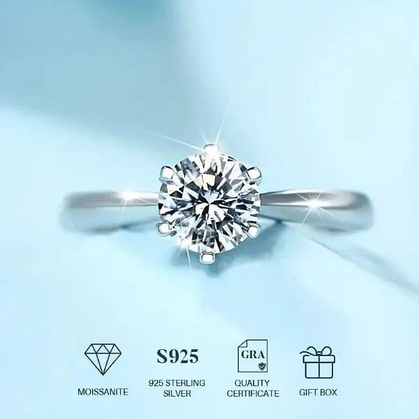 1 CARAT MOISSANITE DIAMOND 6 PRONG SOLITAIRE RING SIZE 7 1