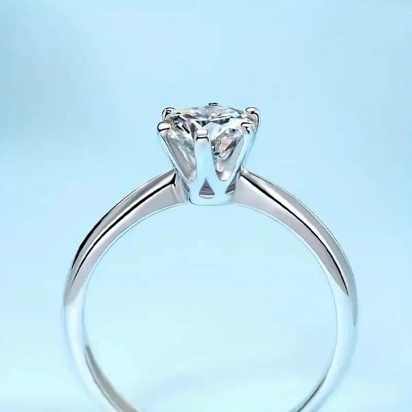 1 CARAT MOISSANITE DIAMOND 6 PRONG SOLITAIRE RING SIZE 7 2