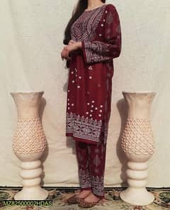 2 PCs Women's stitched Lawn Embroidered Shirt and Trouser