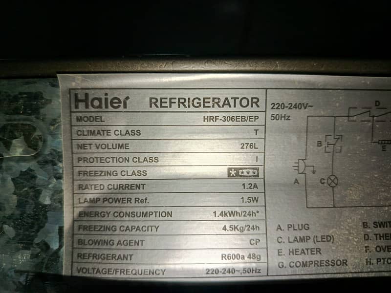 Haier fridge medium size with warranty box(0306=4462/443)sopperr Seett 8