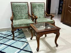 Sheesham Sofa Chairs Set with Table