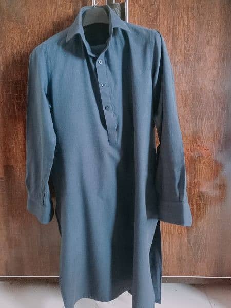 Kameez Shalwar For Men's (Kamalia Khaddar) in Blue color, Medium Size 3