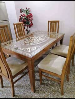 dining table, Versace design, wooden dining table,6 chairs, furniture