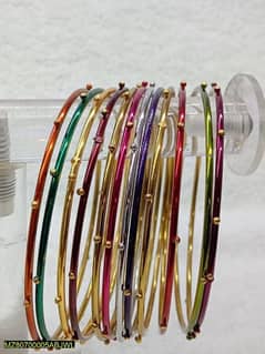 Multi colored metal bangles 0