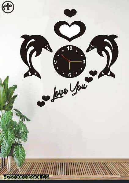 Beautiful dolphin design MDF wood wall clock 1