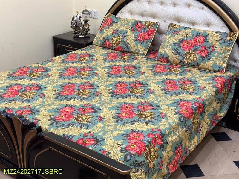 3pc crystal cotton printed double bedsheet 0