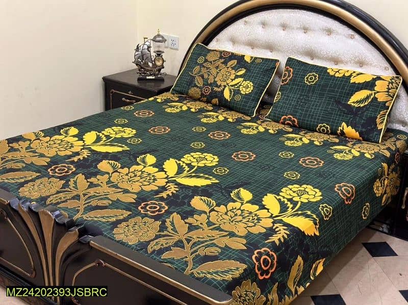 3pc crystal cotton printed double bedsheet 1