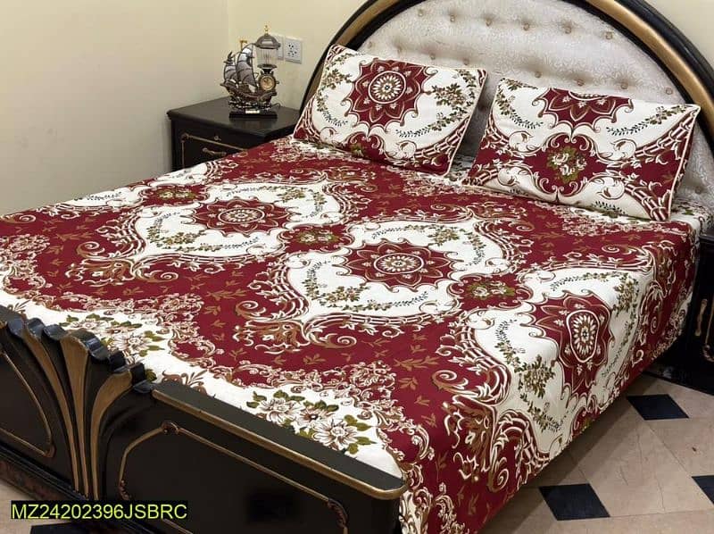 3pc crystal cotton printed double bedsheet 2